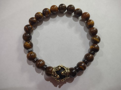 Pulsera elástica con cuentas de piedra de 6 mm ojo de tigre/esmerilado - Imagen 3 de 4