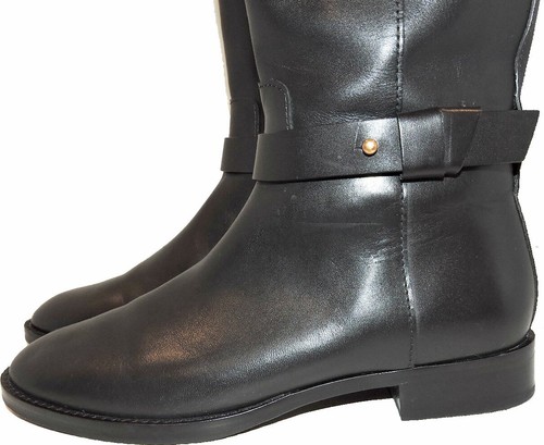 Tory Burch Everly Riding Boots Tall Flat Equestrian Booties Sz 9.5 Gold Logo - Picture 7 of 8