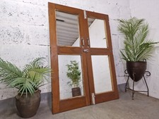 Pair Reclaimed Vintage Indian Wooden Wall Window Frame Mirror Home Garden Decor