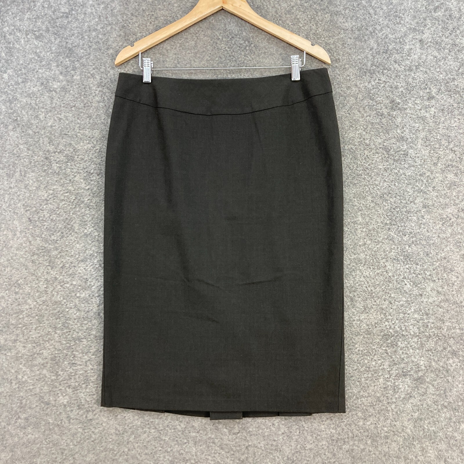 Womens Grey Check Straight Pencil Skirt Size 12 Lined Business Zip 24016-image