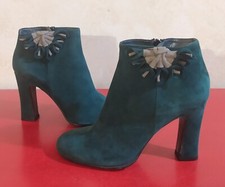 Stivaletto/Tronchetto KATE tg 37 Camoscio Verde/Suola Cuoio-MADE IN ITALY-NUOVO