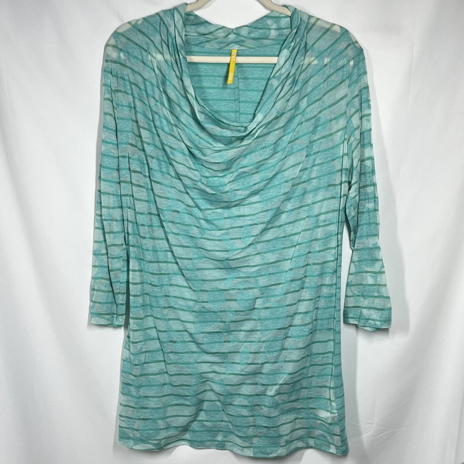 lole sheer burnout cowl neck gelato stripe boho beach shirt