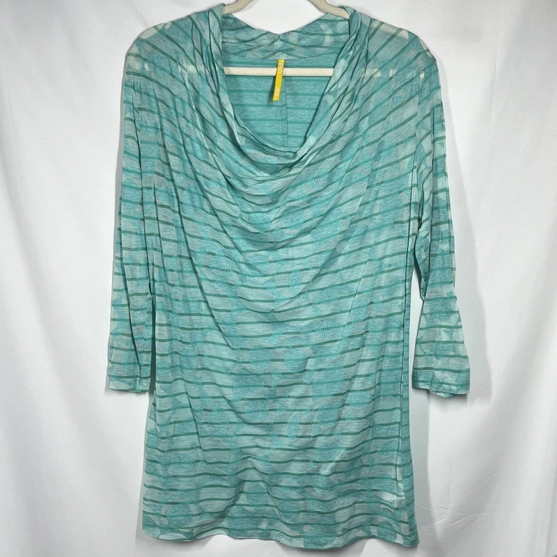 lole sheer burnout cowl neck gelato stripe boho beach shirt