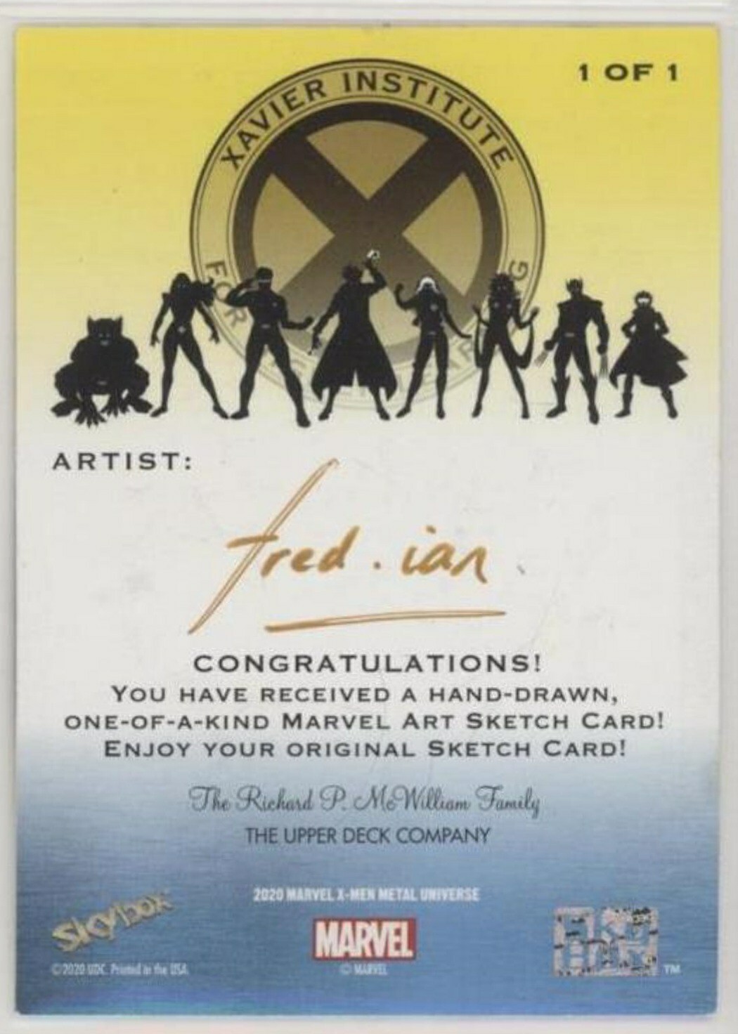 2021 Marvel XMen Metal Universe WOLVERINE Etch Sketch Card FRED IAN