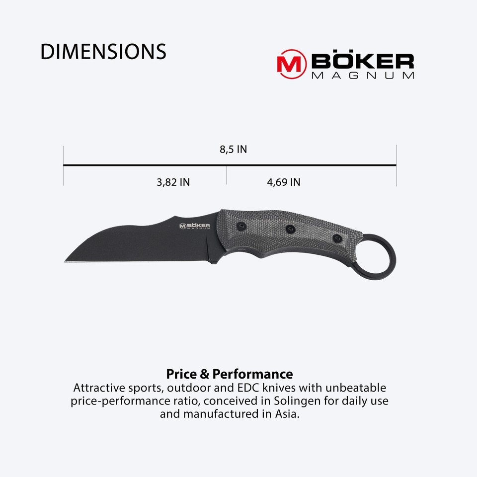 BOKER MAGNUM® Straight Karambit Fixed Knife 3.82