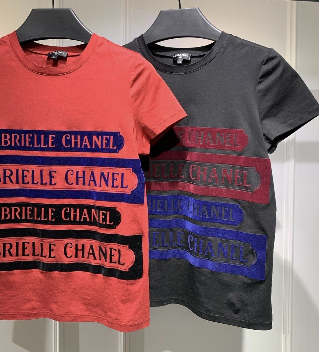 Authentic Chanel Gabrielle Chanel Black Cotton Logo T Shirt Top
