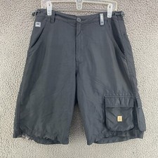 Y2K JNCO Skull Cargo Shorts Size 34 Wide Leg Baggy Embroidered Skater Black