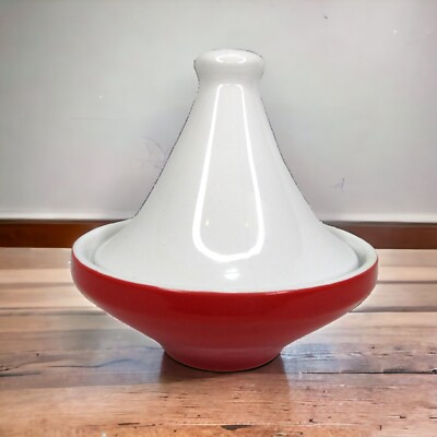Pier 1 Imports Stoneware Red & White Moroccan Tagine Spice  or Condiment Dish