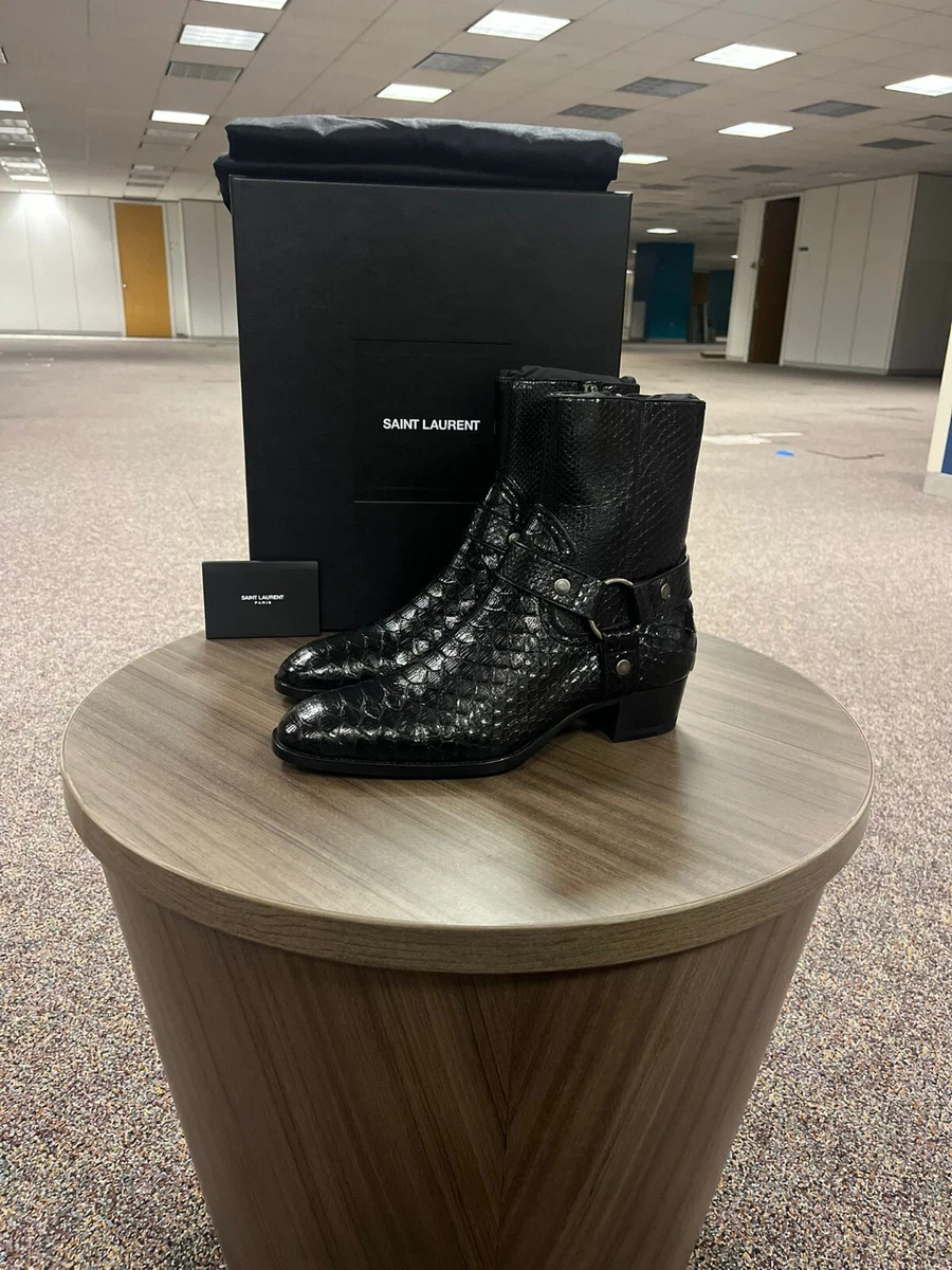 Saint Laurent Paris , Wyatt 40 Harness Python Boots in Black BNWB 41