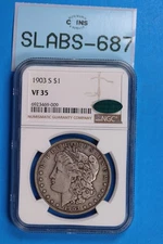 1903-S $1 MORGAN SILVER DOLLAR NGC VF35 CAC TYPE COIN SLAB-687
