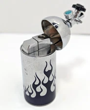 Purple & Silver NOS Nitro Tank Shaped Butane Refillable Lighter 3" Tall