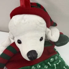 Vintage Green Paw & Bone Christmas Puppy Dog 3D Stocking  Plush Commonwealth 23”