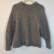 HM Gray Mohair Blend Crew Neck Sweater Womens Size XS Relaxed Raglan Sleeve Knit