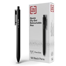 Retractable Gel Pens, Fine Point 0.5mm, Black Ink, 12 Pack   Quick  Dry Pens f...