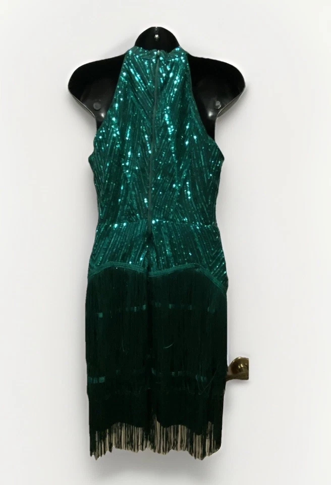 Ladies 20s 1920s Roaring Flapper Costume Sequin Gatsby Fancy Dress Sz L - Image 2 of 3