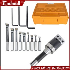 9 Piece 1/2" Carbide Boring Bar and 2" Boring Head With R8 Shank Set