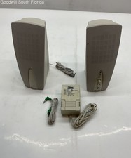 Set Of 2 Piece Labtec Big Gray Computer Speakers With Accessories Not Tested