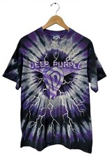 Vintage Deep Purple 1990s Brockum Liquid Blue Large Shirt Tie Dye Lightning RARE