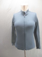 Fabletics Size S Women Teal Full Zip Stand Collar Pocket Ribbed Track Jacket 248