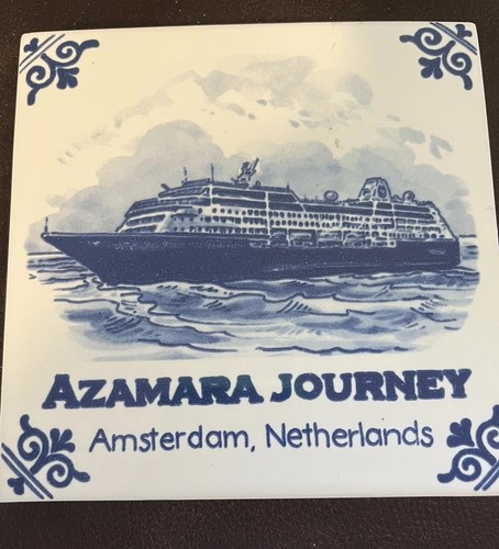 Royal Delft 5" Fliese Kreuzfahrtschiff Holland blau weiß Boot 1653 Glasur gebrannt