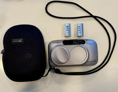 Minolta Capios 25 Zoom 28-70mm Macro 35mm Film Camera Flash Case + 2 BATT Tested