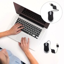 Wired Mouse Usb Gaming Mice Computer Travel Retractable Cord Lightweight