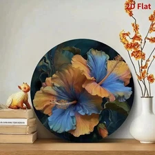 Floral Aluminum Panel Paintings 7.87Inch Round