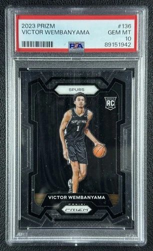 VICTOR WEMBANYAMA PSA 10 2023-24 PANINI PRIZM #136 ROOKIE RC SPURS 1942
