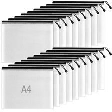 Mesh Zipper Pouch For Supplies, 9.2x12.5 In, 18 Pack, Black