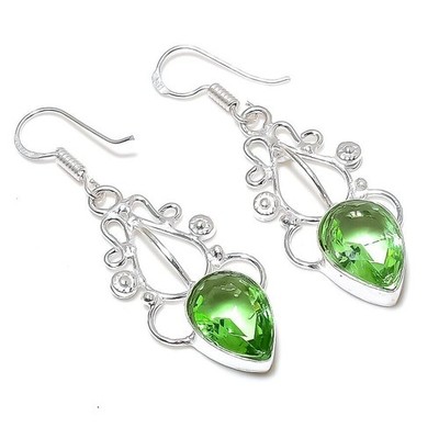 Tsavorit Edelstein Handmade 925 Sterling Silber Schmuck Ohrring Größe 4,4 cm