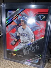 2025 Diamond Icons Michael Young Texas Rangers Silver Ink 4/5!