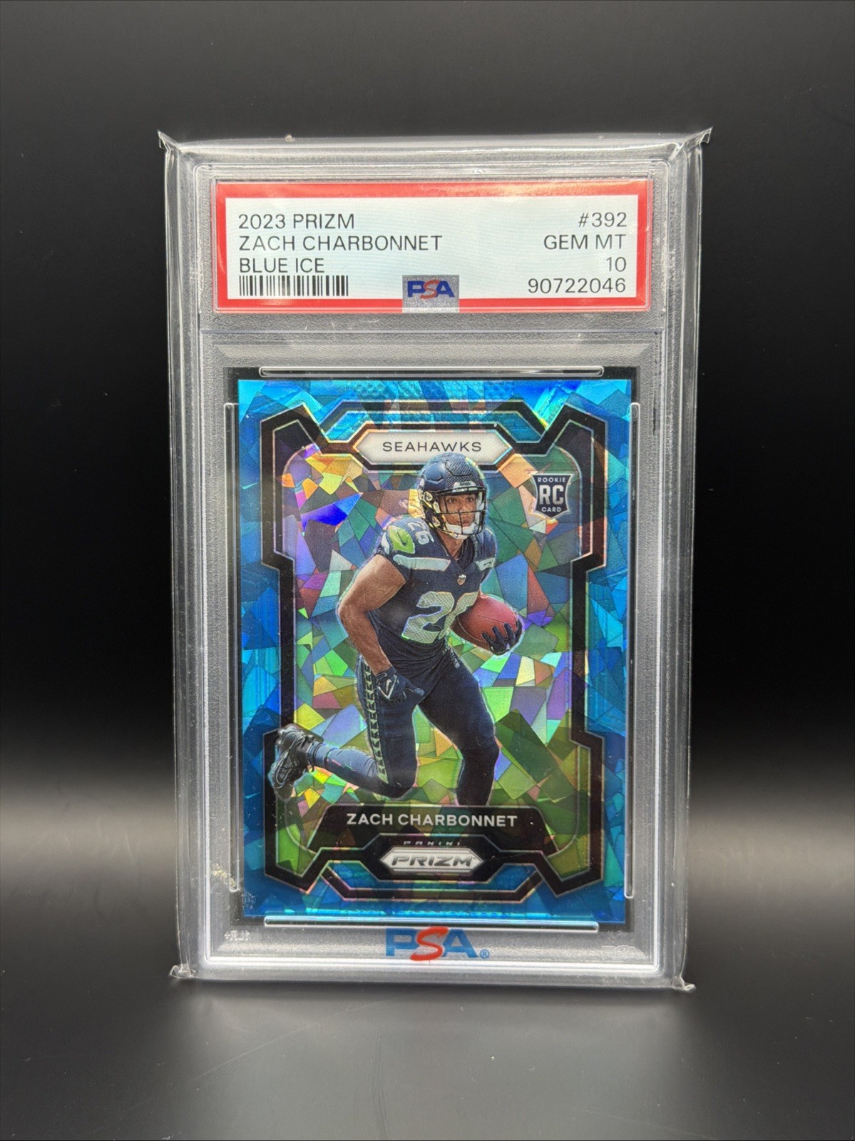 ZACH CHARBONNET RC #/99 PSA 10 2023 Prizm Football Blue Cracked Ice #392 Rookie