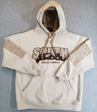South Pole Y2K Hoodie Mens Tan Size L Elbow Patches Local Workers Flaws
