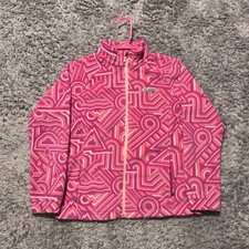 Columbia Jacket Fleece Girls Size XL 18-20 Pink Geometric Design VTG Zip Up