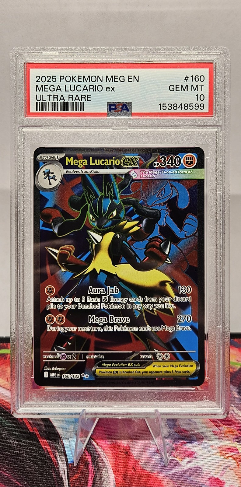 PSA 10 Mega Lucario EX 160/132 Full Art Ultra Rare Mega Evolution Pokémon TCG