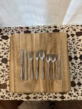 Vintage Aluminum Germany Mini Flatware Set 8pc Dollhouse Demitasse Silverware