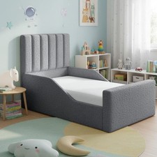 Image of Kids Single Bed Toddler Bed Upholstered Bed Frame with Side Rails Childrens Bed