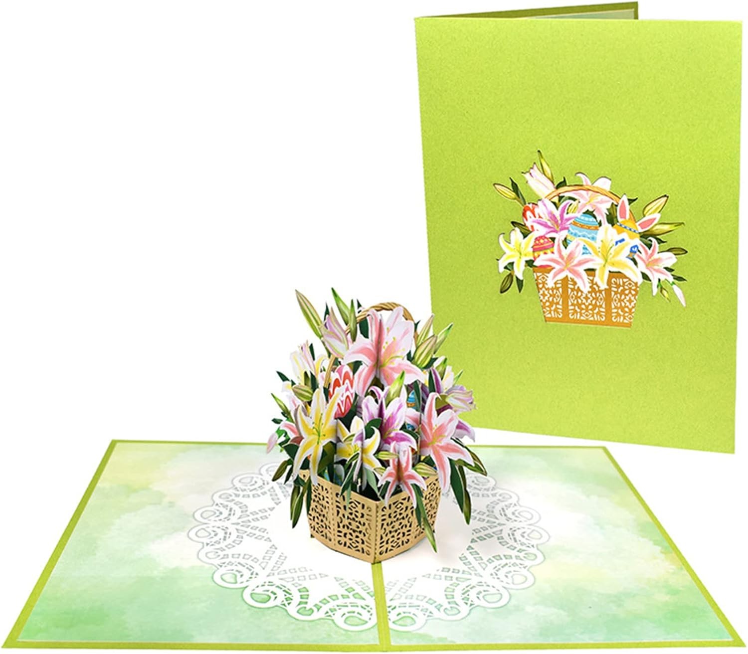 Colorful Lily Basket 3D Pop Up Easter Card