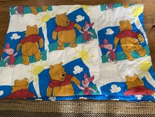 Vintage Disney Winnie the Pooh Piglet Comforter Blue White Clouds Sun Twin