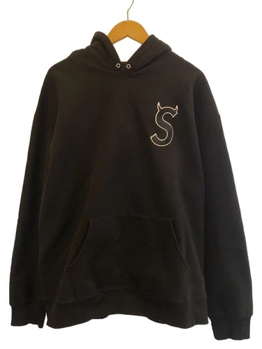 Felpa Supreme con cappuccio XXL cotone nero tinta unita usata