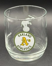 VINTAGE LIBBEY OAKLAND A'S LOWBALL GLASS SHELL GASOLINE PROMOTIONAL ITEM 1988