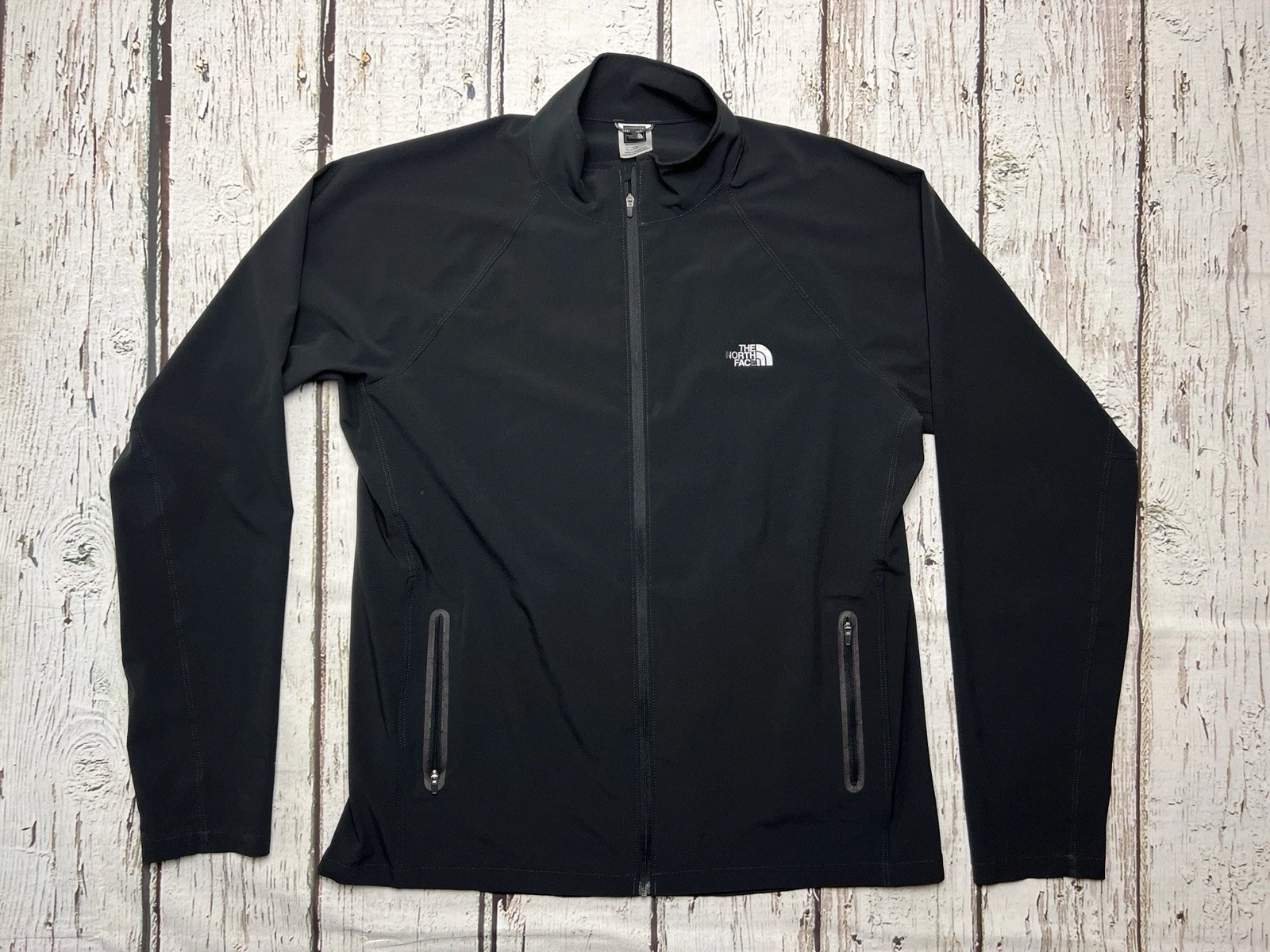 The North Face TNF Apex Solid Black Full Zip Lightweight Windbreaker Jacket - L