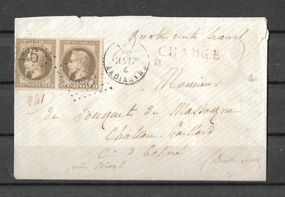 LETTRE CHARGÉE AVEC PAIRE YT 30 PRÉSENTANT PIQUAGE À CHEVAL TB - Photo 1/3