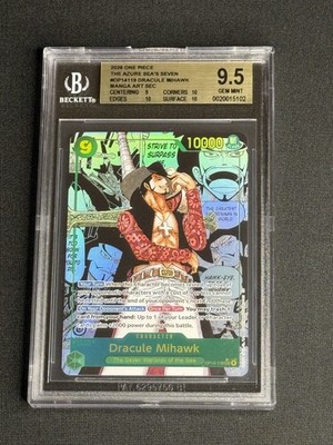Beckett One Piece Dracule Mihawk Manga Art SEC Foil OP14-119 BGS