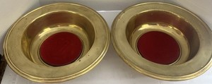 Pair Of Large 13” X 3” Deep Vintage Solid Brass Church Offering Plates  Engraved
