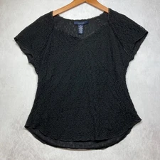 Jones Wear Y2K Lace Top Size XL Black Fitted Corporate Goth Whimsigoth