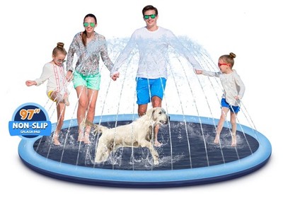 Splash Pad 97 Extra Large Non Slip Sprinkler Dog Pool Blue 1-3 4-8 Kids Dogs