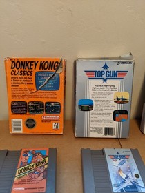 CIB NES Games Lot 4 Games, Donkey Kong, Top Gun, Black Bass, One Missing Manuel 