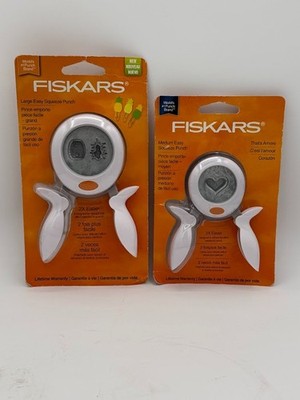 2 Fiskars Punch's Easy Squeeze Medium Heart & Large Pineapple New