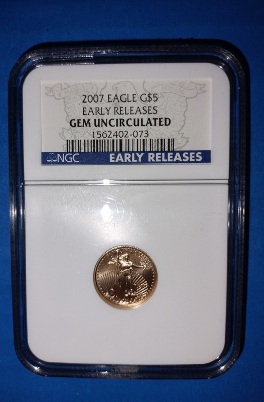 2007 $5 Gold 1/10 oz American Eagle NGC Gem Uncirculated Early Releases